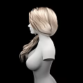 Game Film Character With Blonde Long Curly Hair Side Ponytail And Upper Body Black Background