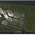 Aerial Planning of Urban Residential Area with Roads Greenery and Waterfront