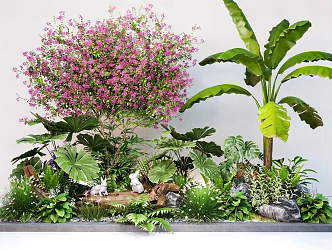Plant combination green plant pile triangle plum flower border 3d model