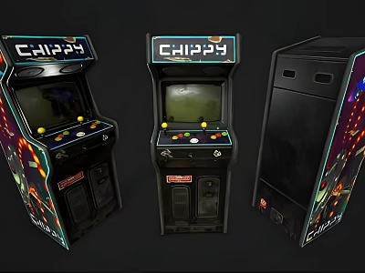 Vintage Chippy Retro Arcade Gaming Machines For Home Entertainment Appliances 3d model