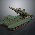 Green Military Armored Tank Equipped With Missile Launchers And Tracks