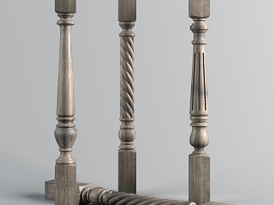 Roman column fence support rod 3d model