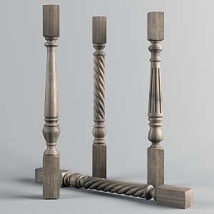 Roman column fence support rod 3d model