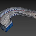 Industrial Factory Building With Concrete Walls Blue Doors And Grid Patterned Ground Surface
