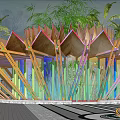 Folding Angle Round Flower Shape Wooden Structure Cable-stayed Porch Shelf Gazebo 3d model