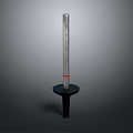 Shiny Vertical Metal Rod With Black Base And Red Ring Decoration