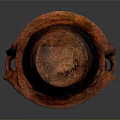 Artistic Sculpture Carving With Red And Black Top And Circular Hollow Base With Spiral Patterns