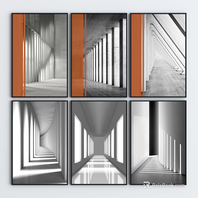 Modern Architectural Corridor Design With Geometric Lines And Light Shadow Effects 3d model 