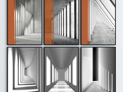 Modern Architectural Corridor Design With Geometric Lines And Light Shadow Effects 3d model