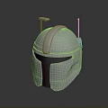 Futuristic Silver Metallic Weapon Helmet Design with Antennae Black Visor and Reflective Surface