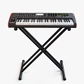 Electric Keyboard Musical Instrument Featuring Keys Control Knobs Display Screen And Stand