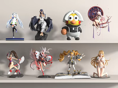 Decorative Figurine Collection Featuring Anime Characters With Diverse Poses And Intricate Details 3d model