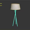 Modern Floor Lamp With White Lampshade And Wooden Cross Legs Design