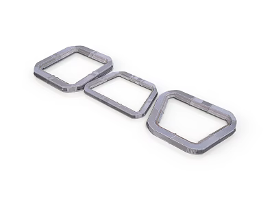 Industrial Metal Equipment Component Rings In Three Different Geometric Shapes 3d model