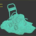 Rusted Garden Cart With Coiled Old Hose On Dirt Surface