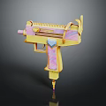 Cute Yellow And Pink Toy Gun With Heart Design And Cartoon Style
