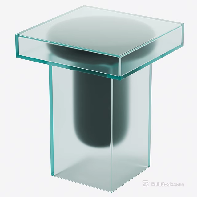 Modern Glass Side Table With Square Transparent Top And Stable Base 3d model