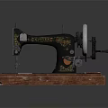 Vintage Sewing Machine With Ornate Decorative Patterns And Sturdy Wooden Base