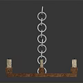 Metal Chain Decorative Stand With Wooden Base And Small Support Pillars Design