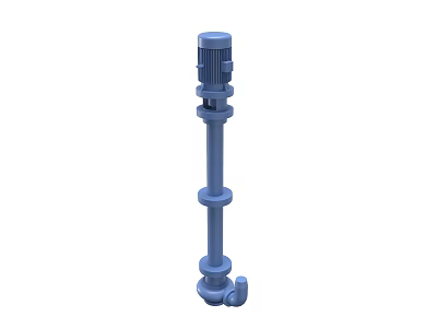 Industrial Equipment Vertical Pump Featuring Blue Motor and Cylindrical Structure Design 3d model
