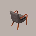 Modern Accent Chair With Gray Woven Fabric Wooden Armrests And Legs