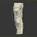 Beige Cargo Style Trousers With Multiple Pockets Knee Pads And Chain Details