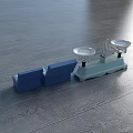 Commercial Laboratory Balance With White Pans Gray Base And Blue Box