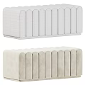 Beige Upholstered Modern Sofa Bench With Vertical Tufted Design And Clean Lines