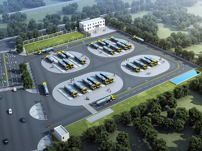 Modern parking lot gas tank truck dangerous goods transport vehicle parking lot 3d model