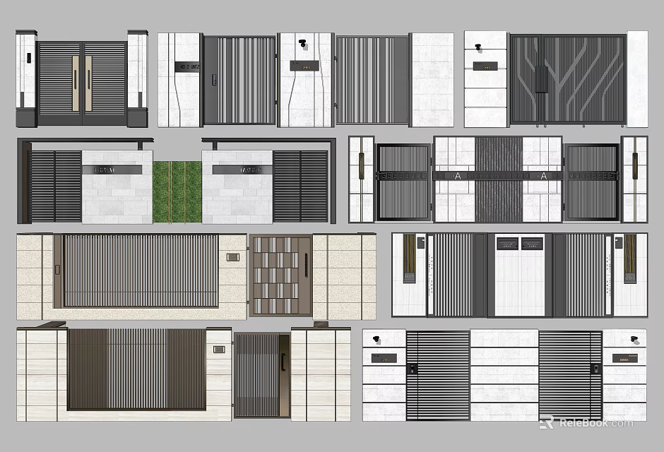 Modern Building Facade Design With Multiple Styles Different Textures And Door Window Layouts 3d model 