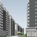 Modern High rise Residential Complex With Central Garden And Circular Plaza Layout