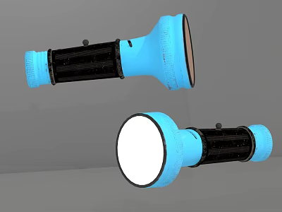 Modern Blue Flashlight Design With Ergonomic Handle And White LED Light 3d model