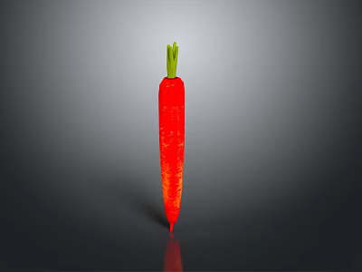 Fresh Healthy Red Carrot with Green Leafy Top on a Gray Background 3d model