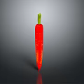 Fresh Healthy Red Carrot with Green Leafy Top on a Gray Background