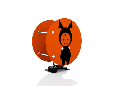 Orange Round Building Blocks With Black Cartoon Character And Stand Base 3d model
