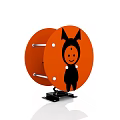 Orange Round Building Blocks With Black Cartoon Character And Stand Base