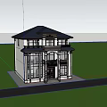 European Style Two Story Detached Villa With White Exterior Dark Roof And Green Trees