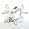 Decorative Hippo Ornament Set with Colorful Designs and Various Poses for Home Decor