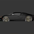 Black And Gold Bugatti Sports Car With Sleek Exterior And Golden Wheels