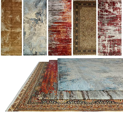 Square Rugs in Various Colors and Patterns with Modern Vintage Stylish Designs 3d model