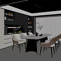 Elegant Modern Restaurant Interior With Marble Dining Table And Stylish Chairs