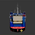 Wooden Ship Aner Sea Lines With Blue Red Hull And Upper Deck Structure