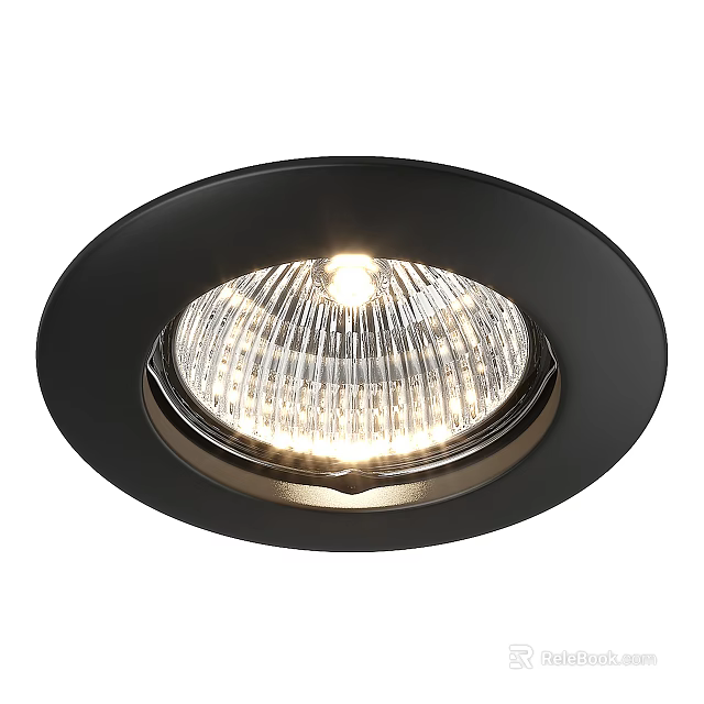 Modern Black Downlight Spotlight With Sleek Design And Transparent Glass Cover 3d model 