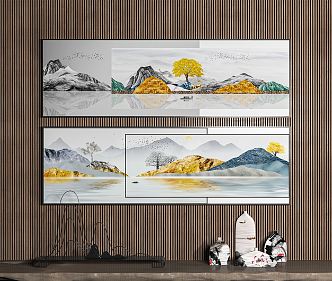 New Chinese Landscape Painting Decorative Painting 3d model