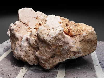 Rockery Stone With Natural Texture Rough Surface And Irregular Shape On Brick Floor 3d model