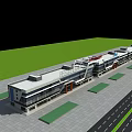 Modern Office Building Exterior With Glass Curtain Wall And Road Front Design