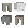 Modern Ottoman Various Designs With Textured Fabric And Red Trim Accents