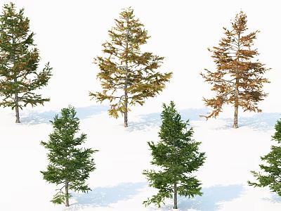 Diverse Arbor Trees Featuring Green Yellow And Brown Foliage In Different Growth States 3d model