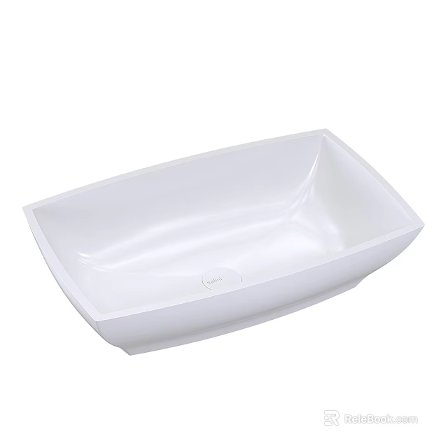 Modern White Freestanding Bathtub With Rectangular Shape Sleek Design And Smooth Interior 3d model