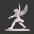Game And Movie Character 3D Model With Wings And Dual Swords On Pink Base